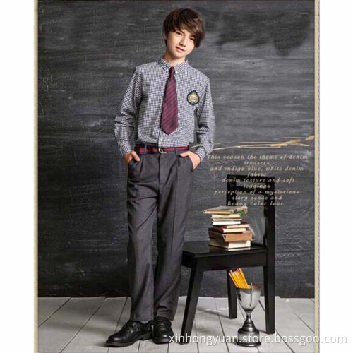 cotton navy blue stripe formal shirt for school primary school uniform designs